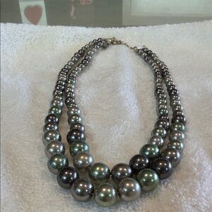 Source Unknown Silver and Gray Pearl Necklace